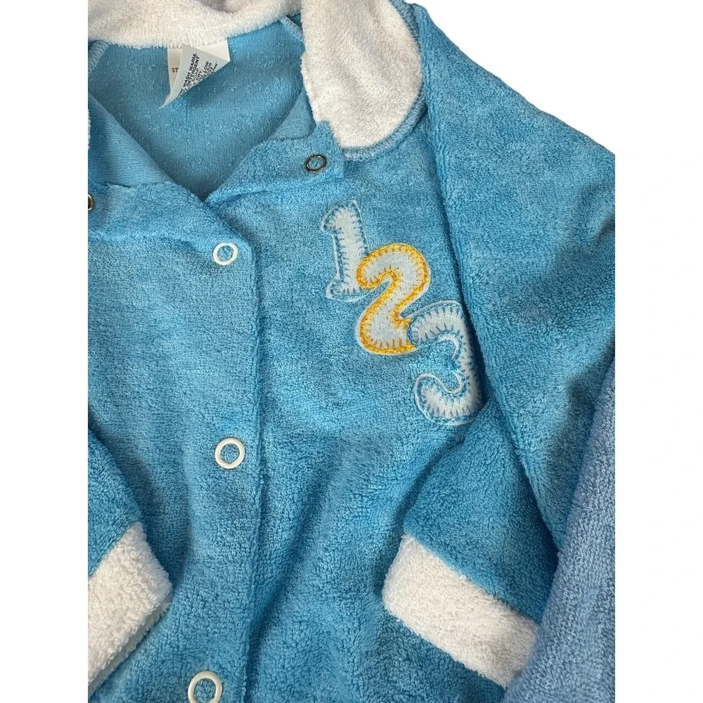 Vintage Baby Sleeper Pajamas Terry Cloth Retro Nursery‎ Decor Boy Bundle Romper